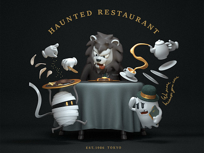 Haunted Restaurant 3d c4d cg character cinema4d dinner ghost illustration octane restaurant toy