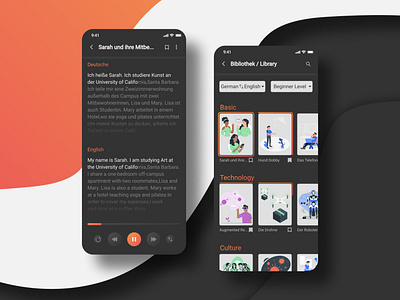 Dark Concept Language App - Beelinguapp app concept dark design free illustration language minimal new ui ux