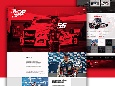 Racing Truck Driver website black design driver duotone racing red truck website