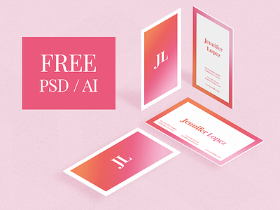 FREEBIE - Gradient Business Card Templates ai business card free freebie gradient horizontal orange pink psd vertical
