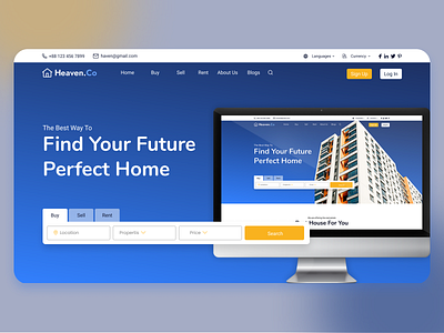 Banner Section on Real Estate landing page website design banner design landing page properties real estate real estate agent ux web design web ui web uiux webdesign