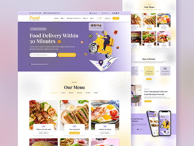 Light Mode On Online Food Delivery Web Template Design food landing page landing page design online food delivery online food order restaurant ui design wb design web web templates web ui web ui design web ui ux webdesign website design