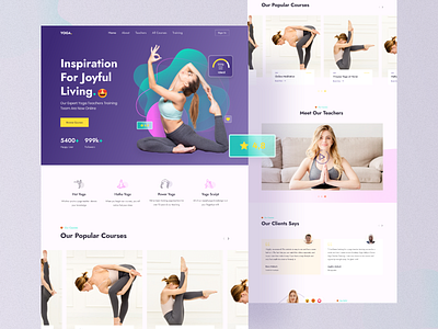 Yoga Landing page design clean fitness health home page landing page meditation online class training ui ui design ux ux design web design website wellness yoga yoga app yoga class