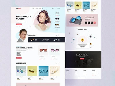 Eyewear Landing Page design app clean ecommerce eyewear ecommerce fashion glasses glasses lenses homepage landing page lenses online store spectacles glasses lenses ui ux web design white yellow minimal