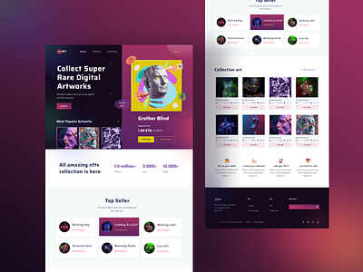 NFT Marketplace Website bitcoin coins crypto crypto art cryptoart cryptocurrency ethereum landing page marketplace nft nft art token ui web design