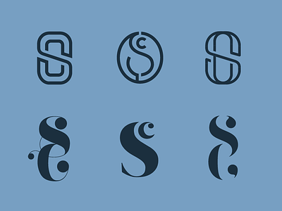 SC logo options blue branding c logo logomark monogram s type typography