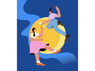 Mid-Autumn Festival character flat girls graphic illustration illustrator life mid autumn moon vector