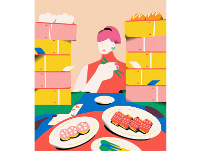 Dim Sum character dimsum flat food girls graphic illustration illustrator life vector