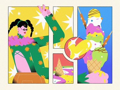 Grid #01 character color design fashion flat girls graphic illustration illustrator vector