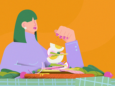 Avocado & Smoked Salmon Toast character color flat girls graphic illustration illustrator life stilllife vector