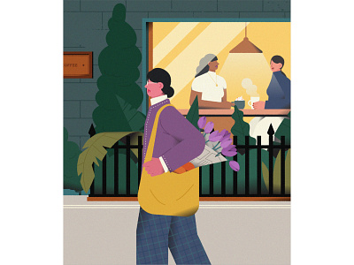 On the Way Home character city design flat girls graphic illustration illustrator life vector