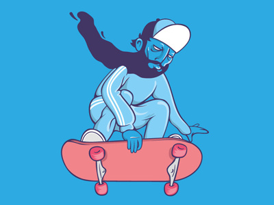 SkateBeard beard design ilustration skateboard