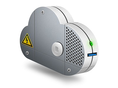 Cloud cloud hosting icon illustration metalic power server usb