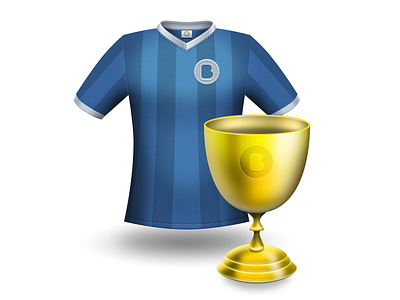 Team member blue cup gold icon illustration shirt soccer