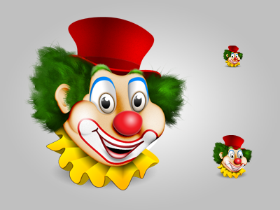 Clown clown green hair hat head icon photoshop red
