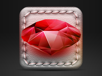 iOS game icon WIP diamond icon ios ipad iphone leather red ruby white