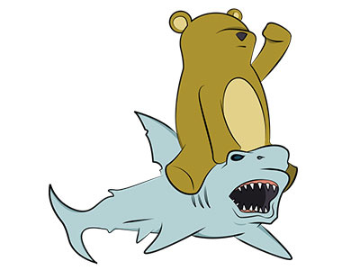 Bear Riding A Shark bear design funny graphic illustration shark