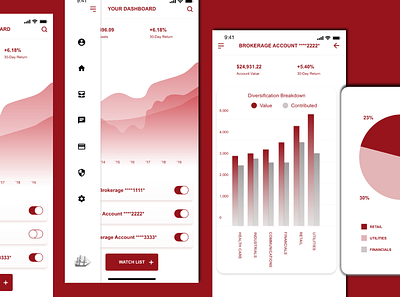 Mobile Finance App app branding design finance investment app minimal portfolio ui ux vector xd