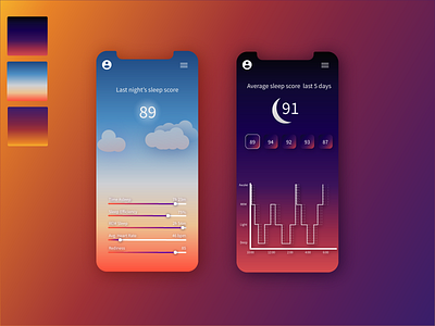 Oura Sleep App app design illustrator minimal mobile ui ux vector xd