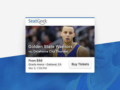 AppView Carousel Cards: Tickets ads appviews card deeplink mobile web steph curry ui ux warriors