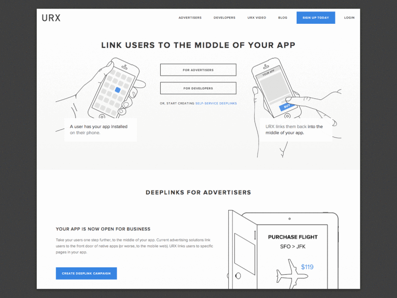 URX.com (2013 - Present) deep linking time lapse urx web design website