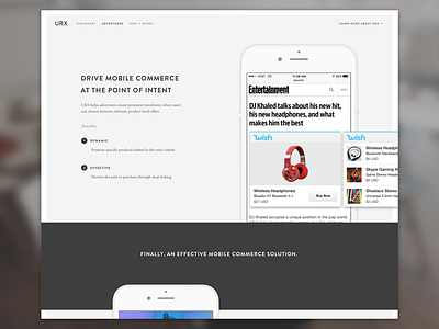 URX.com /Advertisers advertisers app commerce interface mobile website