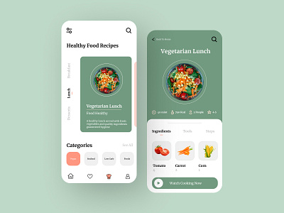 Food Recipes App clean ui food food and drink food app food illustration mobile ui recipe recipe app recipes trends 2021 uiux design