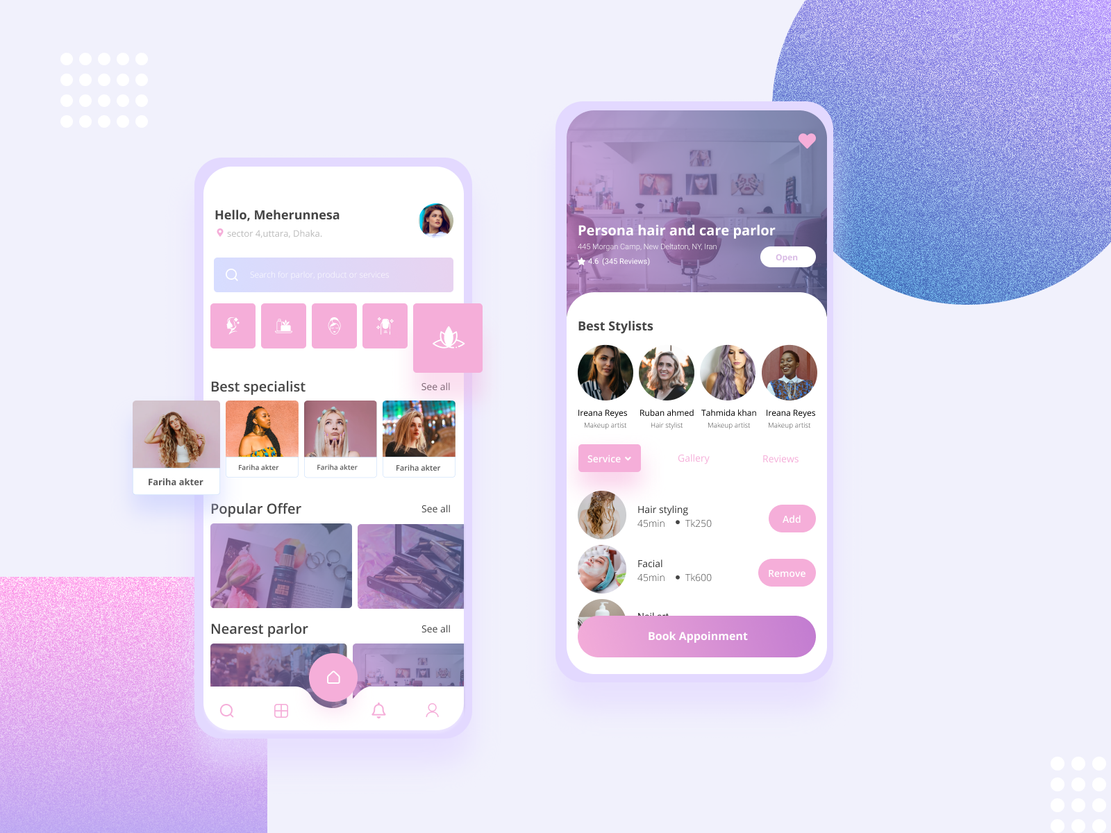 Beauty Salon Mobile App by Meherunnesa on Dribbble