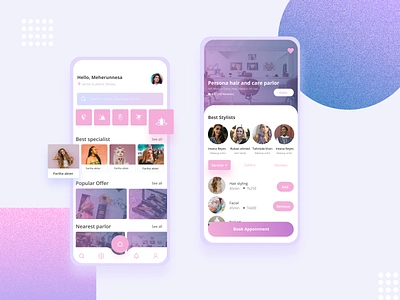 Beauty Salon Mobile App app barbar beauty beauty salon branding graphic design hair hairstyle mobile mobile app salon salon design