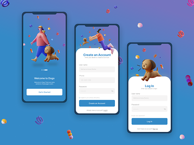 DOGO - Online Pet Store ( Daily Ui Challenge - 001: Sign In Page 3d adoption store app daily ui challenge dailyui design e commerce e commrece app log in login mobile mobile app pet store sign in sign up signin signuo ui ux