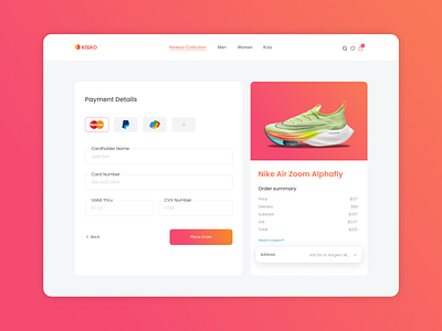 Checkout Page (Daily UI 002) 002 card payment check out checkout daily ui dailyui design e commerce page payment shoe shop ui ui 002 ux web web design website