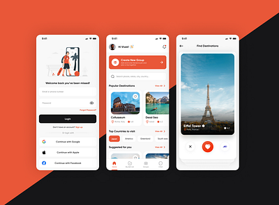 Travel App app design interface like tender travel ui ux