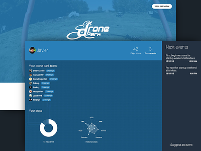 DronePark - Racing app blue css design html js landing ui ux web