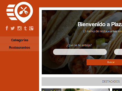 Plaza Comida app design experience food html5 interface orange search ui ux web