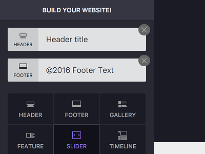 Website Builder UI builder clean design grid icons pixel ui web