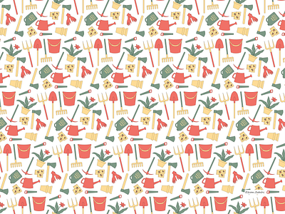 Pattern design with gardening tools theme illustration pattern pattern a day pattern art pattern design patterns print design surface design surface pattern textile pattern