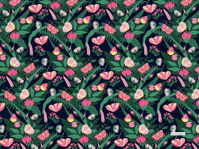 Butterfly & Flower 1 illustration pattern pattern a day pattern art pattern design print design surface design surface pattern textile design textile pattern