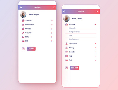 Settings Page (Dailyui 007) app design daily 100 challenge dailyui dailyui007 dailyuichallenge design ui ux