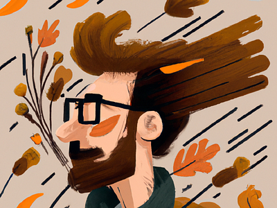 Man With Windy day branding day design fall graphic design illustration man windy windyday