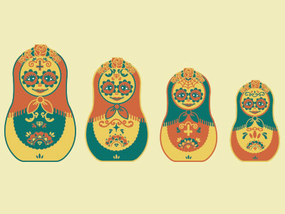 Russian Dolls 2/2 de dia dolls illustration los mexican muertos russian stacking