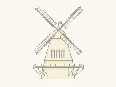 Kastellet Windmill copenhagen illustration windmill