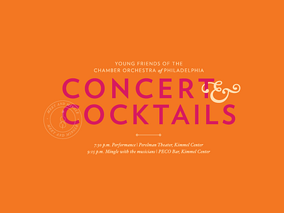Concert & Cocktails brand branding cocktails design identity orchestra philly philly design seal stamp