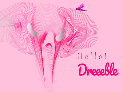 Hi, Dribbble! design elephant hello hidribbble illustration illustrator photoshop web перваяработа привет