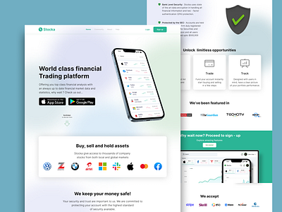 Webpage landing page stock trading ui