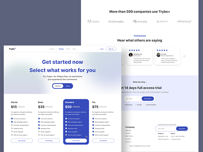 Plan pricing page pricing ui website