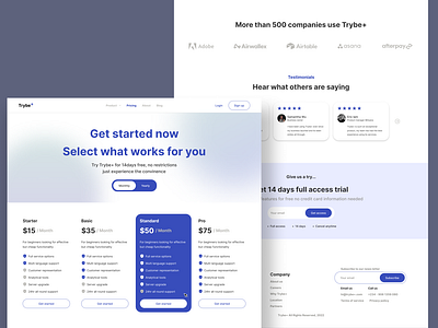 Plan pricing page