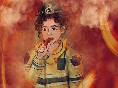 Firegirl digital painting fire girl procreate