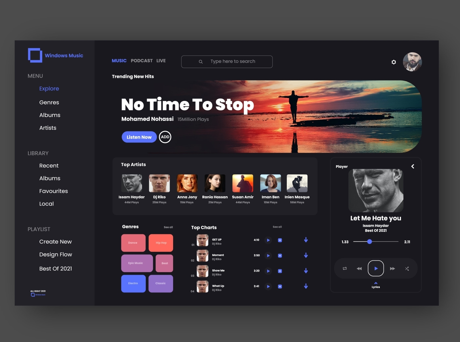 Music application platform by Mohamed Nohassi on Dribbble