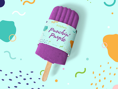 Tasty Treats Packaging Design advertising branding clean colorful fun label minimal mockup modern packaging popsicle purple vibrant