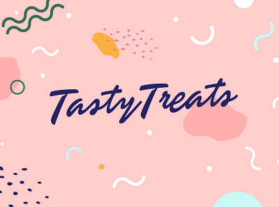 Tasty Treats Brand brand identity branding caligraphy clean color colorful ecommerce fun logo modern pastel pink pink logo simple squiggle typography